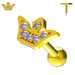 925 Sterling Silver Jewelled Crown Cartilage Stud - Monster Piercing