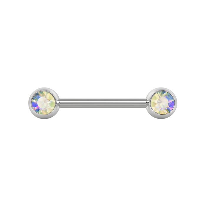 316L Surgical Steel Nipple Bar with Cubic Zirconia Jewelled Ball