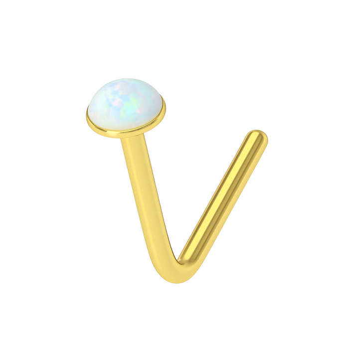 9K Gold L-Shaped Crystal Nose Stud - Monster Piercing