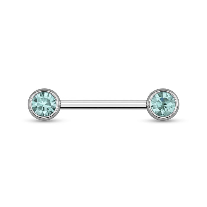 316L Surgical Steel Nipple Bar with Cubic Zirconia Jewelled Ball