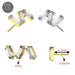 G23 Titanium Triple CZ Baguette Threadless Flatback Stud Monster Piercing United Kingdom