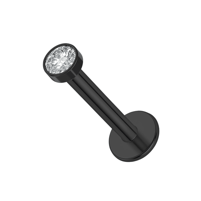 G23 Titanium Black PVD Thread-less Push-Fit Labret With Round CZ Top Monster Piercing United Kingdom