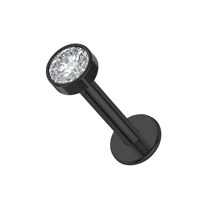 G23 Titanium Black PVD Thread-less Push-Fit Labret With Round CZ Top Monster Piercing United Kingdom