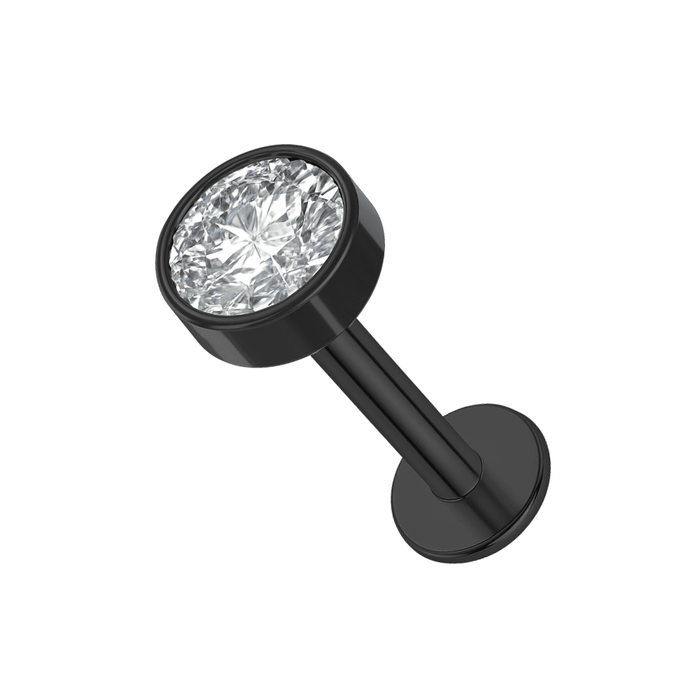G23 Titanium Black PVD Thread-less Push-Fit Labret With Round CZ Top Monster Piercing United Kingdom