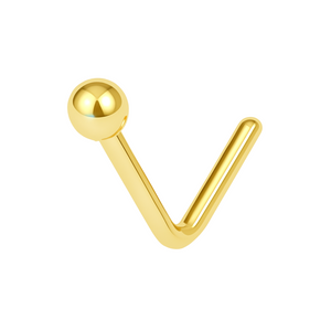 14K Gold L Bend Bead Ball Top Nose Stud