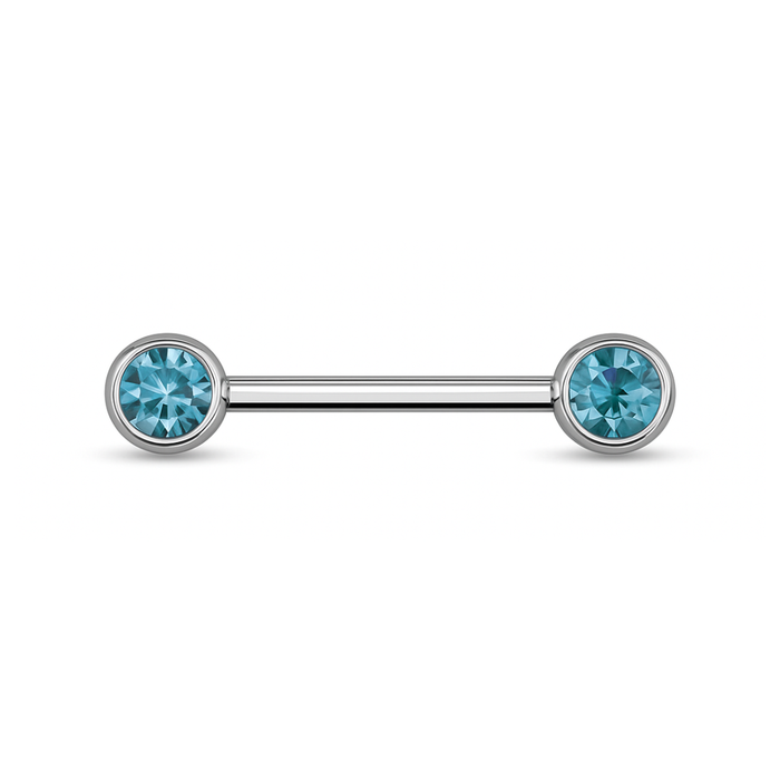 316L Surgical Steel Nipple Bar with Cubic Zirconia Jewelled Ball