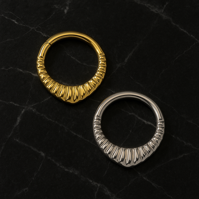 G23 Titanium Carved Teardrop Hinged Segment Clicker - Monster Piercing