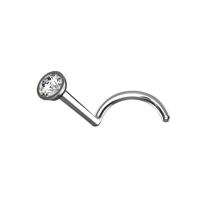 EO Gas Sterilised 316L Surgical Steel CZ Jewelled Nose Screw - Monster Piercing