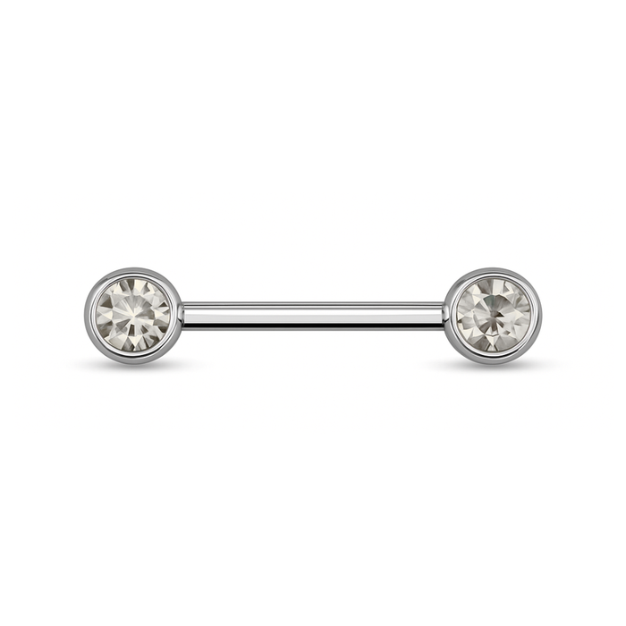 316L Surgical Steel Nipple Bar with Cubic Zirconia Jewelled Ball
