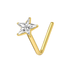 9K Gold L-Shaped Star CZ Nose Stud - Monster Piercing