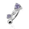 925 Sterling Silver Rhinestone Jewelled Heart with Dangle Curved Barbell Eyebrow | Rook | Bridge Ring