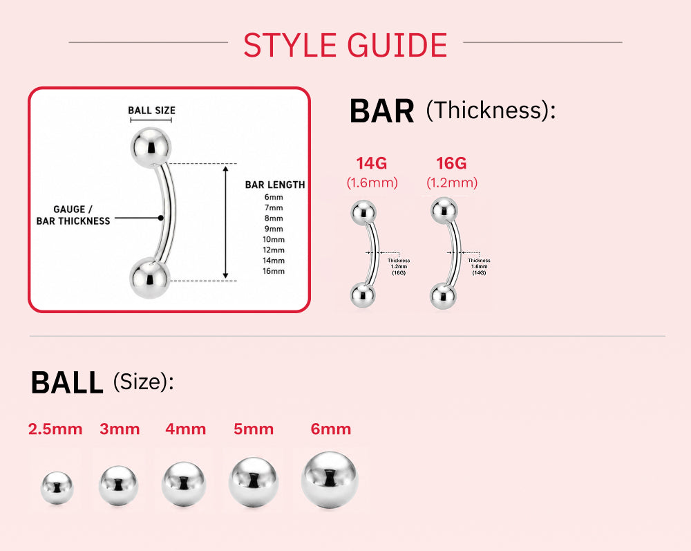 Captive Bead Ring Size Guide