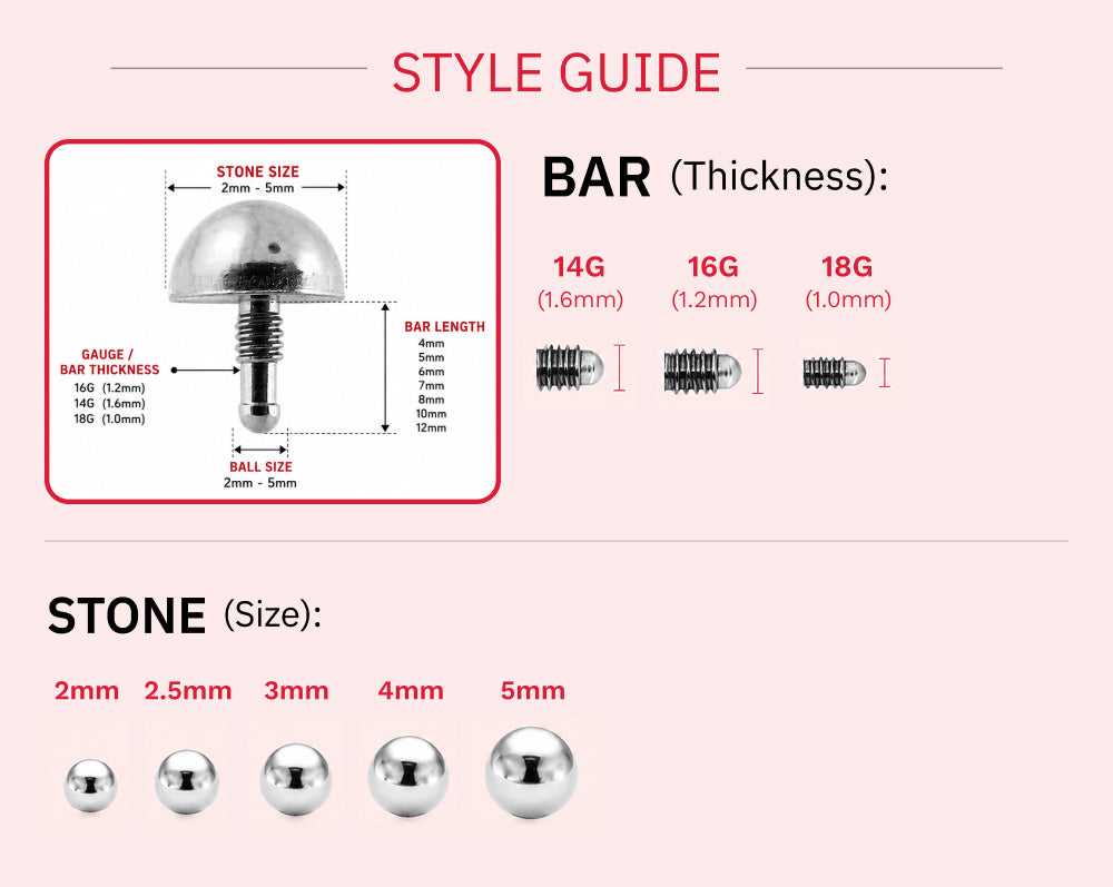 Dermal Anchor Size Guide