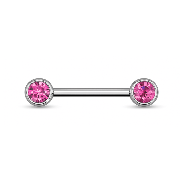 316L Surgical Steel Nipple Bar with Cubic Zirconia Jewelled Ball
