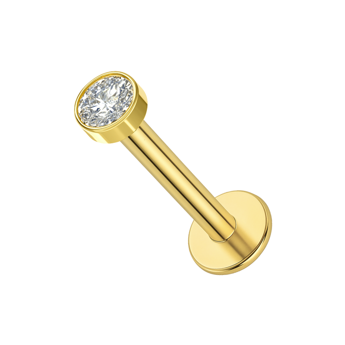 G23 Titanium Jewelled Gold PVD Threadless Push-Fit Flatback Stud