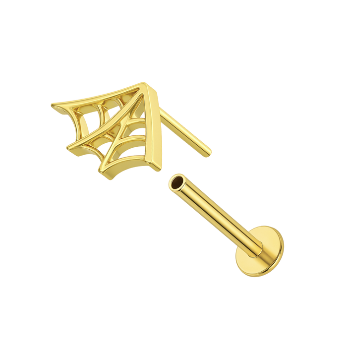 G23 Titanium Spider Web Threadless Flatback Stud