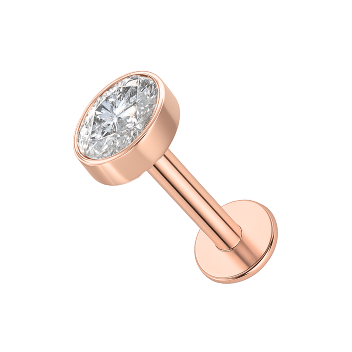G23 Titanium Oval CZ Jewelled Threadless Flatback Stud