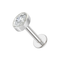 G23 Titanium Oval CZ Jewelled Threadless Flatback Stud