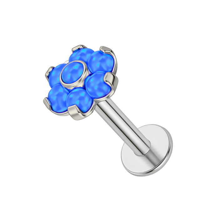 G23 Titanium Opal Flower Threadless Push-Fit Flatback Stud