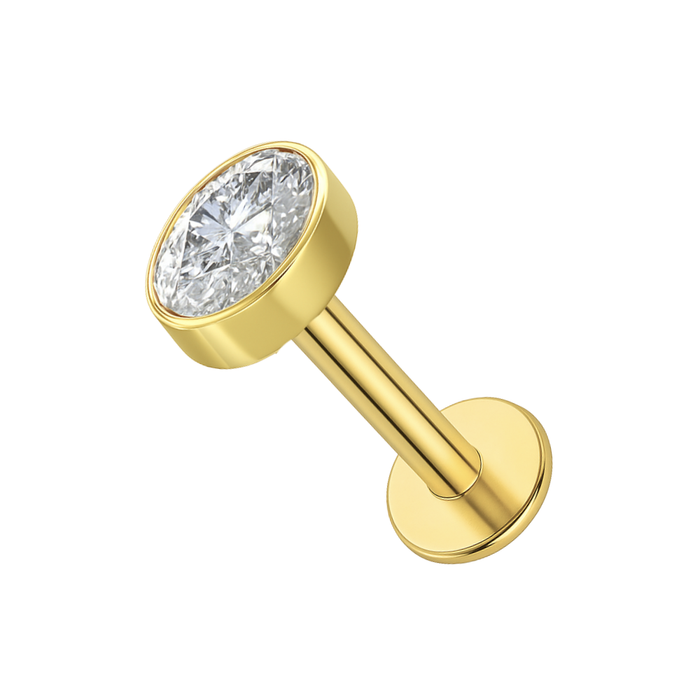 G23 Titanium Oval CZ Jewelled Threadless Flatback Stud