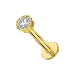G23 Titanium Jewelled Gold PVD Threadless Push-Fit Flatback Stud