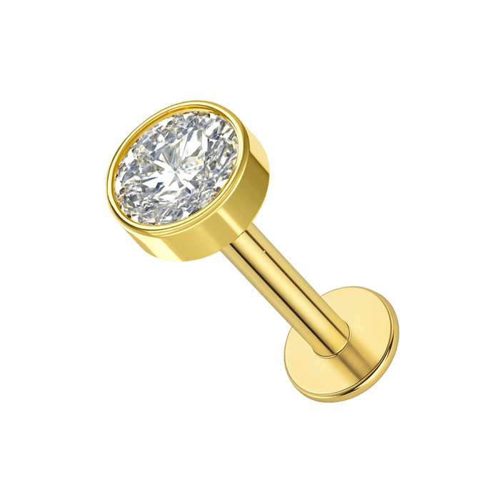 G23 Titanium Jewelled Gold PVD Threadless Push-Fit Flatback Stud