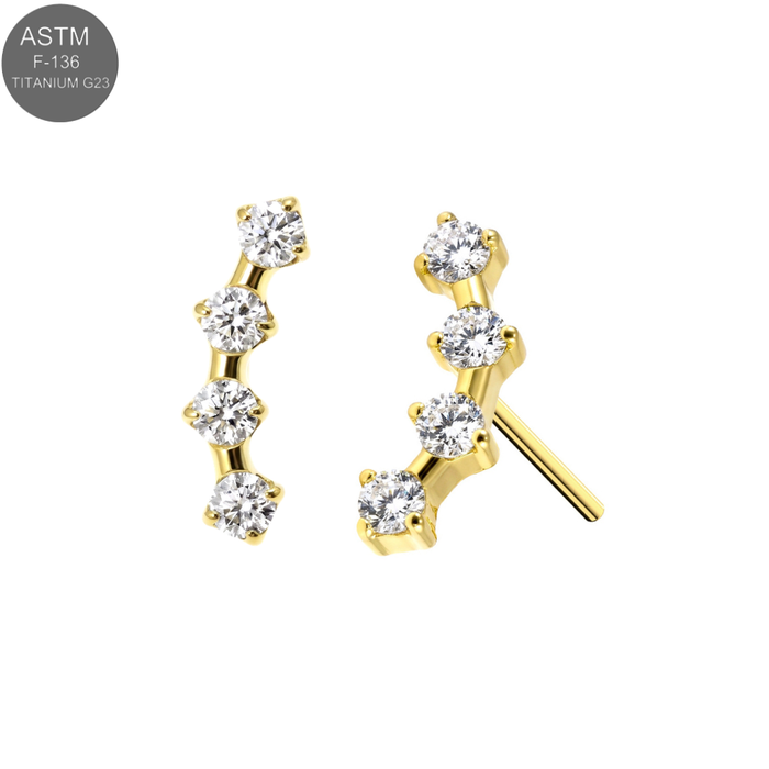 G23 Titanium Four CZ Cluster Threadless Labret Accessory Top