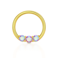 G23 Titanium Tri-Jewelled Hinged Segment Clicker Ring United Kingdom
