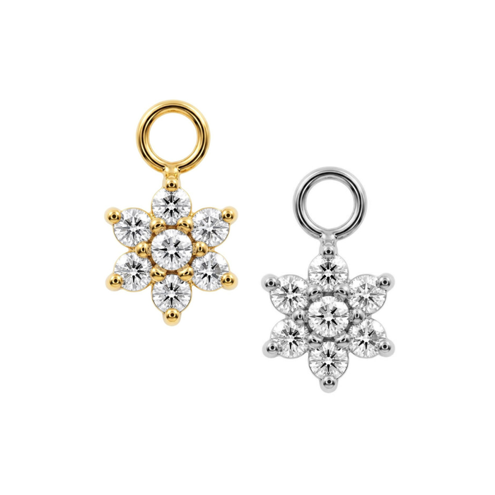 316L Surgical Steel Seven CZ Flower Cluster Clicker Charm