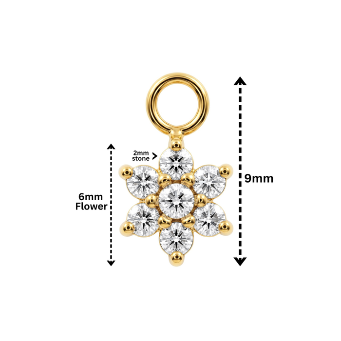 316L Surgical Steel Seven CZ Flower Cluster Clicker Charm