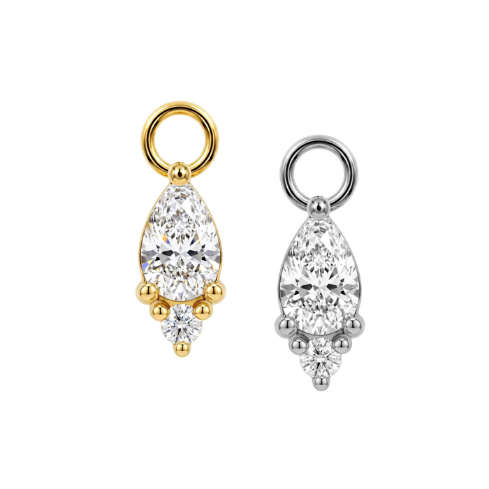 316L Surgical Pear & Round CZ Duo Drop Clicker Charm