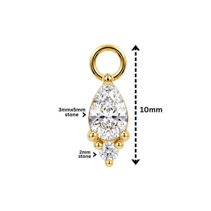 316L Surgical Pear & Round CZ Duo Drop Clicker Charm