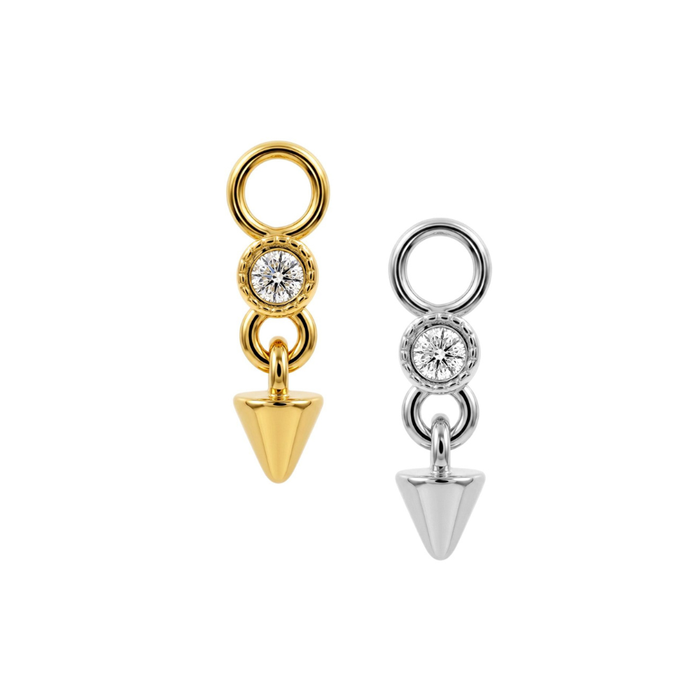 316L Surgical CZ Bezel Spike Dangle Clicker Charm