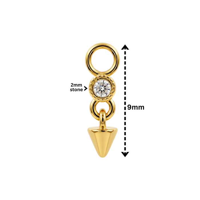 316L Surgical CZ Bezel Spike Dangle Clicker Charm
