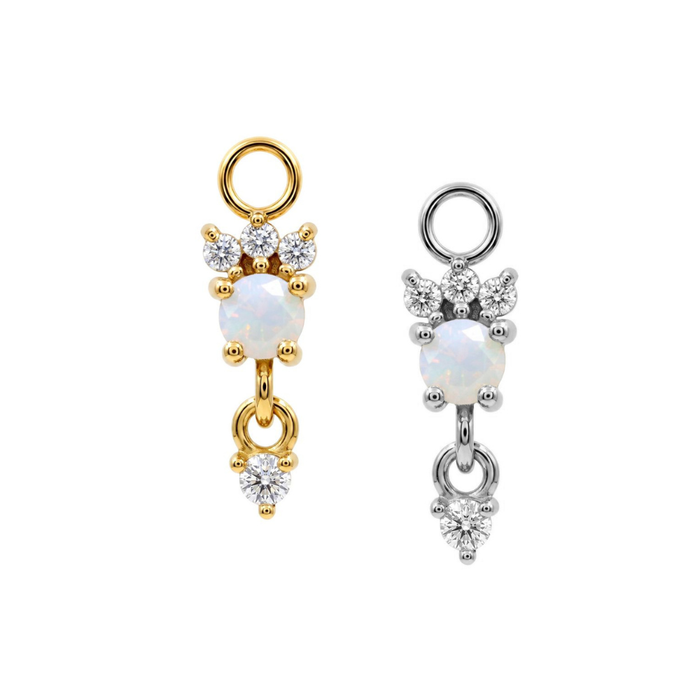 316L Surgical Opal Blossom CZ Dangle Clicker Charm