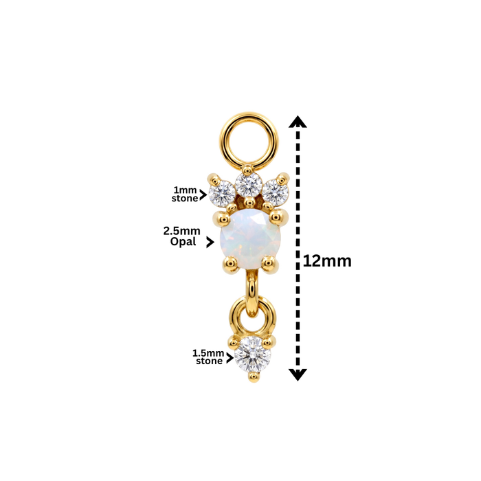 316L Surgical Opal Blossom CZ Dangle Clicker Charm