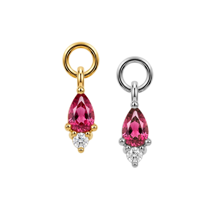 316L Surgical Pink Pear CZ Duo Drop Clicker Charm