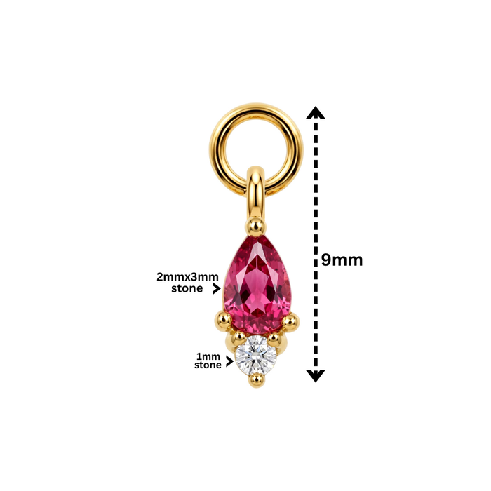 316L Surgical Pink Pear CZ Duo Drop Clicker Charm