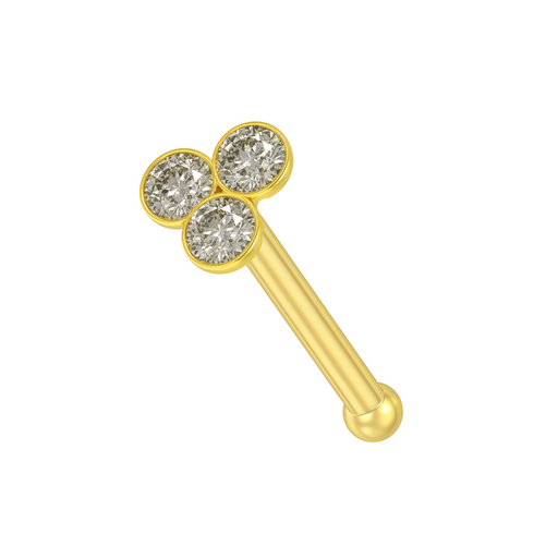9K Gold Triple Stone Nose Bone - Monster Piercing