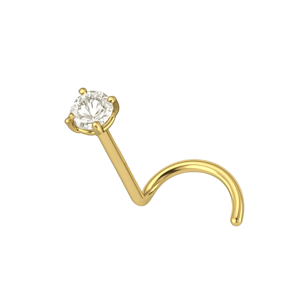 18K Gold CZ Jewelled Screw Nose Stud