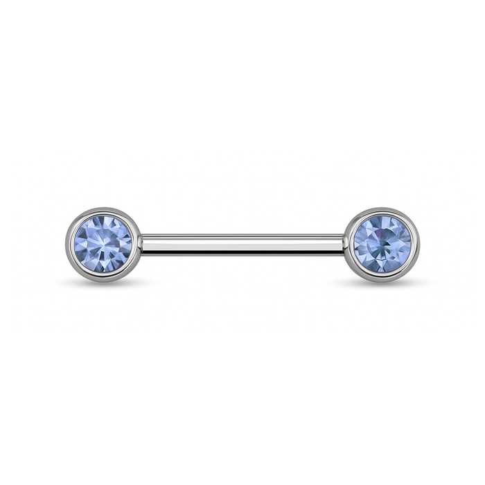316L Surgical Steel Nipple Bar with Cubic Zirconia Jewelled Ball
