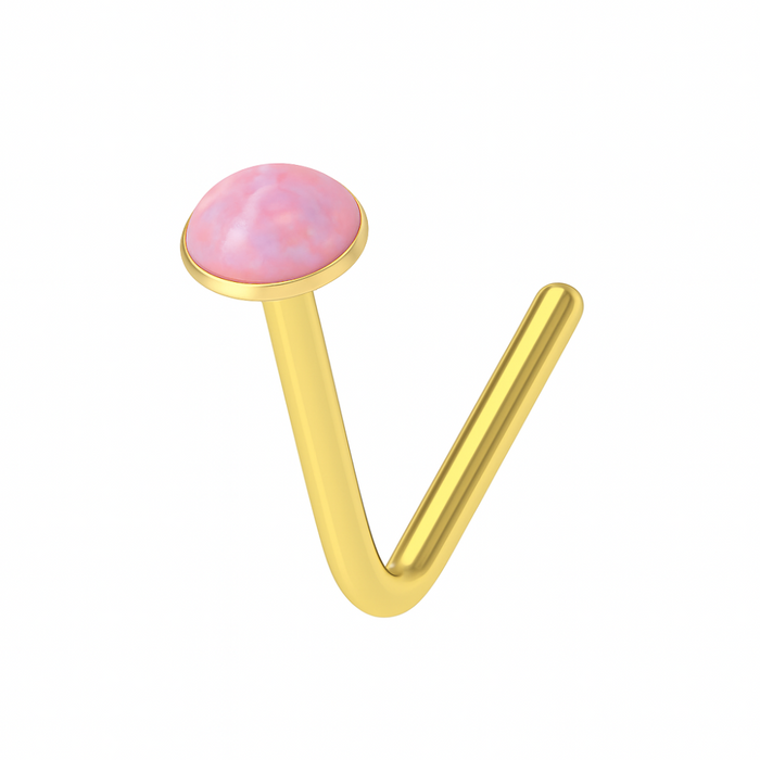 9K Gold L-Shaped Crystal Nose Stud - Monster Piercing