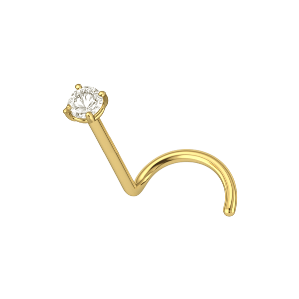 9K Gold with Genuine Diamond Nose Screw
