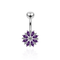 925 Sterling Silver Multi CZ Jewelled Lesser Calendine Flower Design Belly Ring
