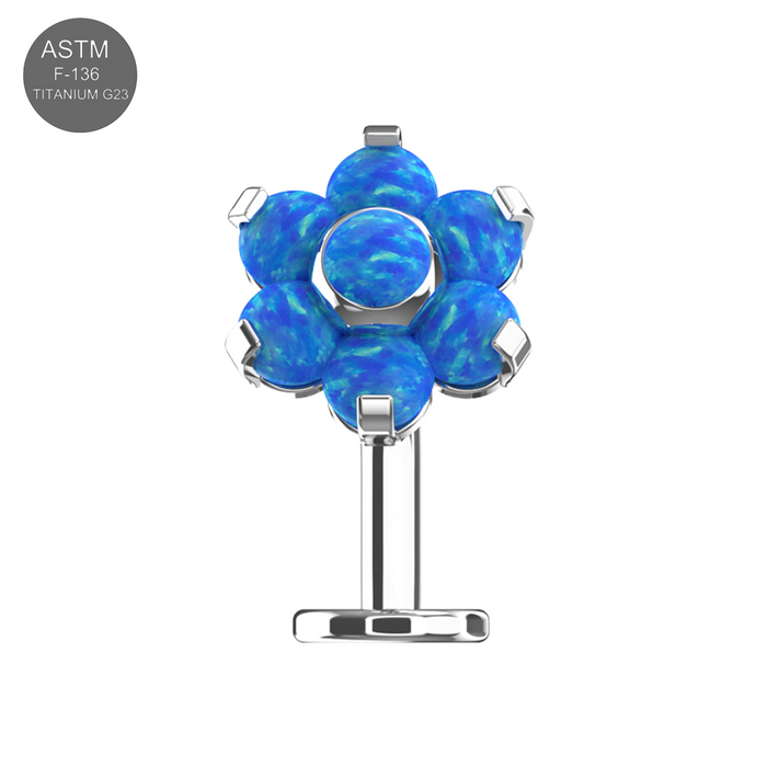 G23 Titanium Flower Opal Jewelled Threadless Floating Belly Ring