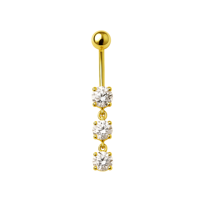 925 Sterling Silver Gold Plated Round Stone Belly Ring