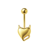925 Sterling Silver Gold Plated Devil Heart Belly Ring