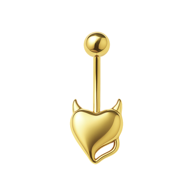 925 Sterling Silver Gold Plated Devil Heart Belly Ring
