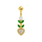 925 Sterling Silver Gold Plated Cherry Heart Belly Ring