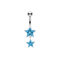 925 Sterling Silver Double Star CZ Dangle Belly Bar